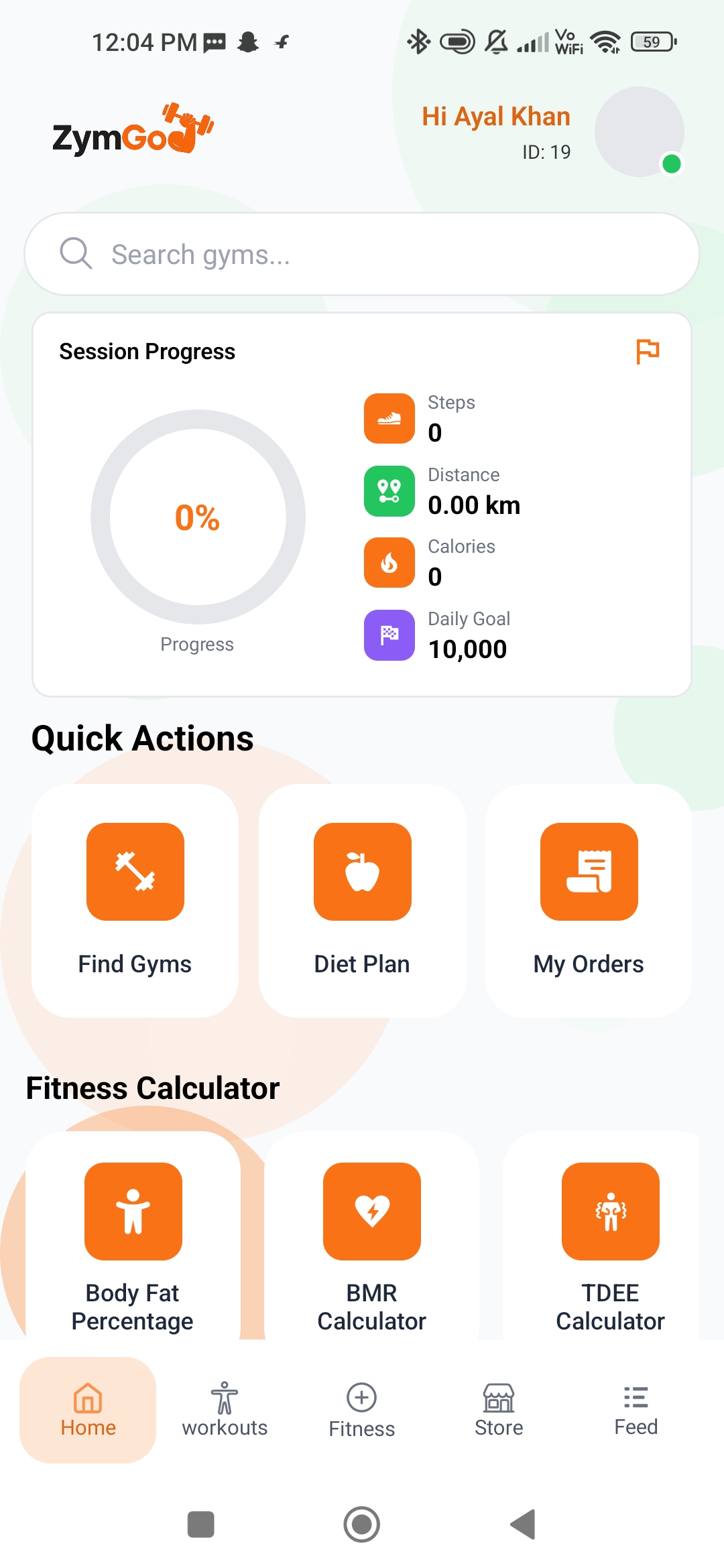 ZymGoo Member App - Home Dashboard